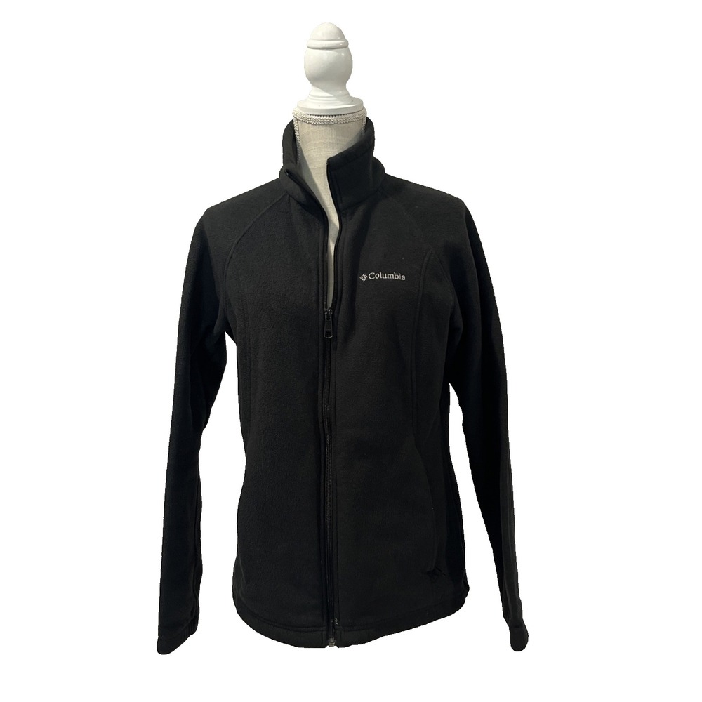 Columbia Black Full-Zip Jacket Womens Size Large Pockets Casual Fleece Outdoors